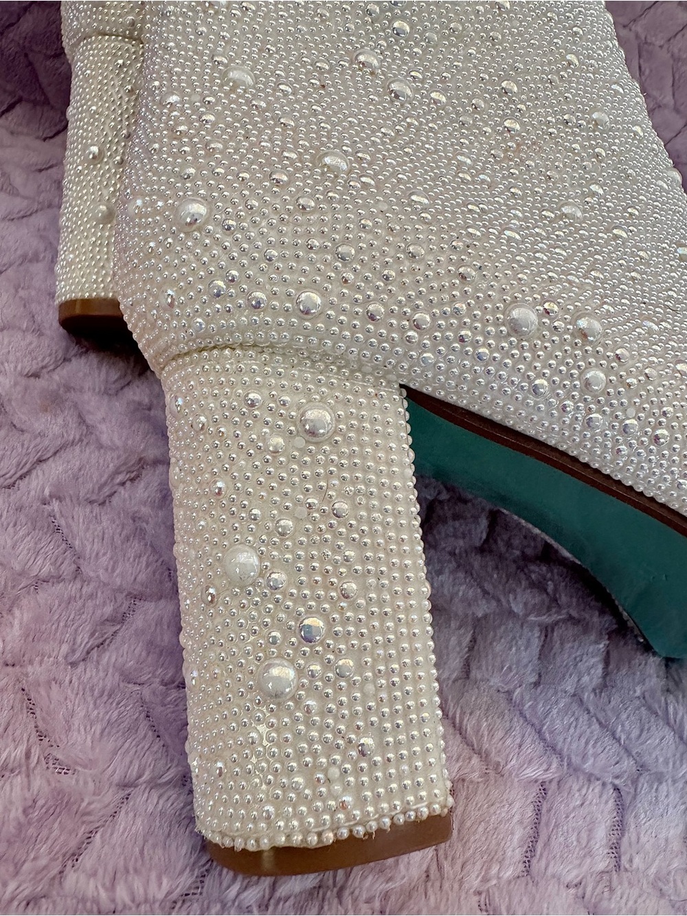Betsey Johnson Cady Pearl Rhinestone Women’s Booties Ivory Size 11 - Picture 7 of 10